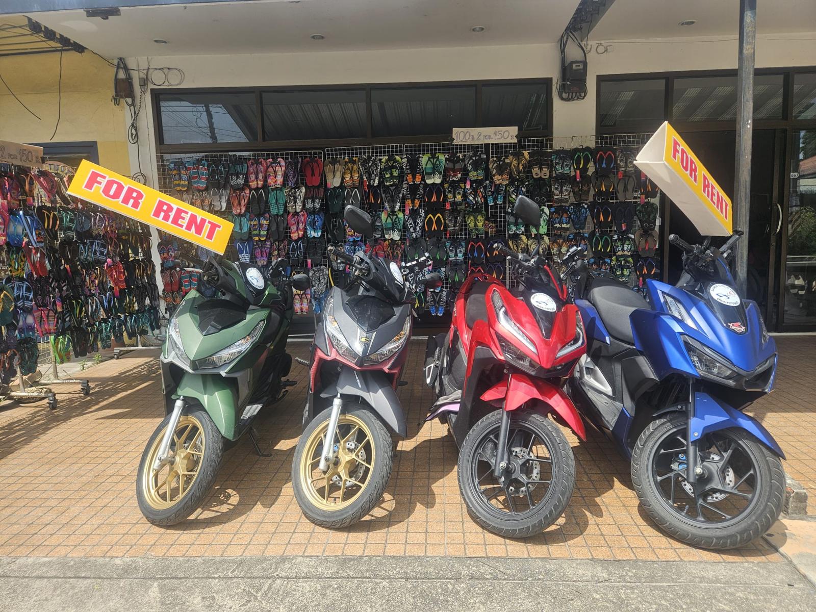 Honda motorbikes available for rental at our Lamai shop